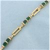Image 2 : Emerald and Diamond Bracelet in 14k Yellow Gold