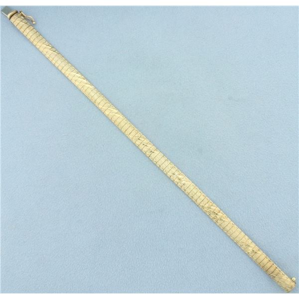 Italian Diamond Cut Sandblast Finish Omega Link Bracelet in 10k Yellow Gold