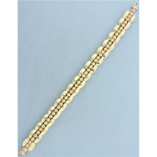 Diamond Tennis Bracelet in Tank Track Jacket in 14k Yellow Gold