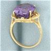 Image 3 : 8ct Fancy Step Cut Amethyst Gemstone Statement Ring in 14k Yellow Gold