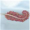 Image 1 : Ruby and Diamond Feather Brooch in 18k Yellow Gold