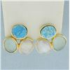 Image 1 : Unique Bezel Set Quartz Statement Earrings in 10k Yellow Gold