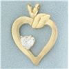 Image 1 : Heart Shaped Diamond Pendant in 14k Yellow Gold
