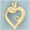 Image 2 : Heart Shaped Diamond Pendant in 14k Yellow Gold