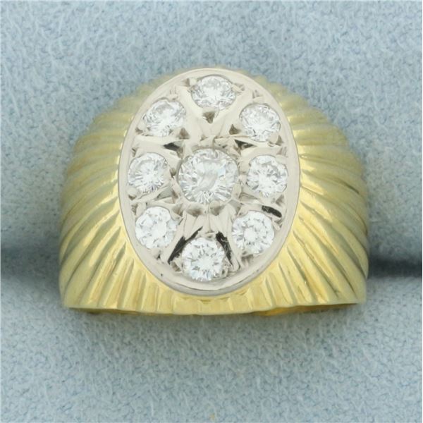 Italian Diamond Bulls Eye Target Design Ring in 18k Yellow Gold