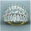 Image 1 : Aquamarine 3 Row Statement Ring in 14k Yellow Gold