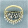 Image 4 : Aquamarine 3 Row Statement Ring in 14k Yellow Gold