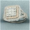 Image 2 : Diamond Halo Invisible Set Ring in 10k White Gold