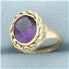 Image 2 : Vintage Amethyst Rope Bezel Ring in 14k Yellow Gold