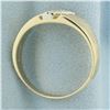 Image 3 : Mens Brushed Finish Diamond Gold Ring in 14k Yellow Gold