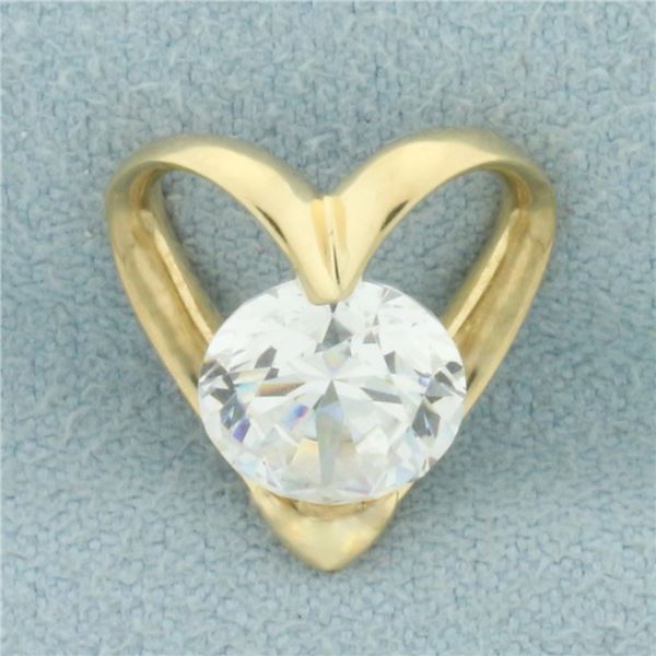 CZ Heart Slide Pendant in 14k Yellow Gold