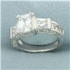 Image 2 : Emerald Cut CZ Engagement Ring in 14k White Gold