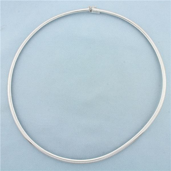 Italian 18 Inch Omega Necklace in 14k White Gold