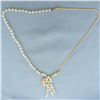 Image 2 : Designer Pearl and Diamond Necklace in 14k Yellow Gold