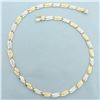 Image 1 : 17 Inch Two Tone Diamond Cut Designer Link Necklace in 14k Yellow and White Gold