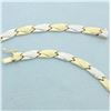 Image 2 : 17 Inch Two Tone Diamond Cut Designer Link Necklace in 14k Yellow and White Gold