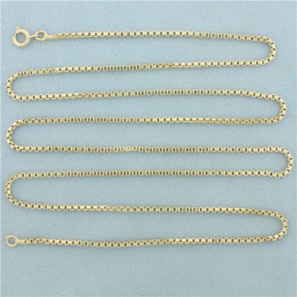 30 Inch Box Link Chain Necklace in 14k Yellow Gold