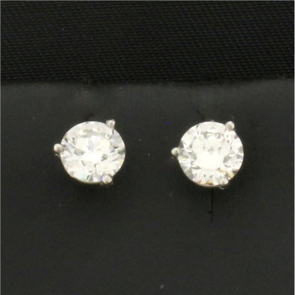 1ct Natural Diamond Stud Earrings in Platinum Settings