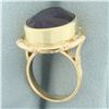 Image 3 : Amethyst Bamboo Design Statement Ring in 14k Yellow Gold