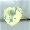 Image 2 : Large Ceylon Green Spinel Heart Ring in 14k Yellow Gold