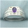Image 1 : Amethyst and Diamond Ring in 10k White Gold
