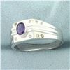 Image 2 : Amethyst and Diamond Ring in 10k White Gold
