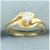 Image 1 : Diamond Solitaire Engagement and Wedding Ring Bridal Set in 14k Yellow Gold