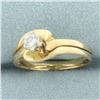 Image 2 : Diamond Solitaire Engagement and Wedding Ring Bridal Set in 14k Yellow Gold