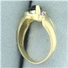 Image 3 : Diagonal Sapphire and Diamond Ring in 10k Yellow Gold