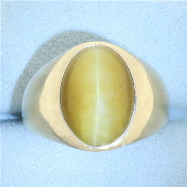 Mens Cat's Eye Ring in 10k Yellow Gold