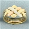 Image 1 : Italian Tri-Color Puzzle Ring in 18k Yellow, White, and Rose Gold