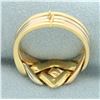 Image 4 : Italian Tri-Color Puzzle Ring in 18k Yellow, White, and Rose Gold