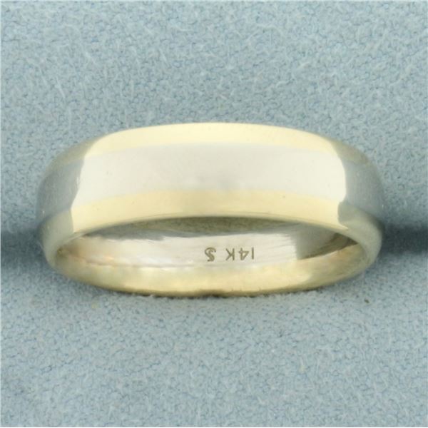 Unique Two Tone Wedding Band Ring in 14k Yellow and White Gold