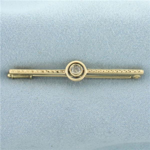Antique Old European Cut Diamond Pin Brooch in 14k Yellow Gold