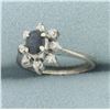 Image 2 : Sapphire and Diamond Flower Ring in _k Yellow Gold