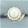 Image 1 : Unique Akoya Pearl Spiral Design Ring in 14k White Gold