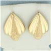 Image 1 : Sandblast Finish Fan Design Earrings in 14k Yellow Gold