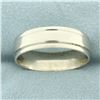 Image 1 : Men's Banded Edge Wedding Band Ring in 14k White Gold