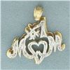 Image 1 : Number One Mom Diamond Pendant in 14k Yellow Gold