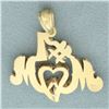 Image 2 : Number One Mom Diamond Pendant in 14k Yellow Gold