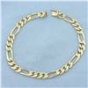 Image 1 : Mens Figaro Link Bracelet in 14k Yellow Gold