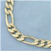 Image 2 : Mens Figaro Link Bracelet in 14k Yellow Gold