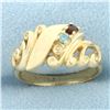 Image 1 : Number One Mom Gemstone Ring in 14k Yellow Gold