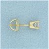 Image 2 : Single Diamond Screw Back Stud Earring in 14k Yellow Gold