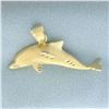 Image 1 : Diamond Cut Dolphin Pendant in 14k Yellow Gold