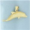 Image 2 : Diamond Cut Dolphin Pendant in 14k Yellow Gold