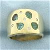 Image 1 : Tsavorite and Diamond Wide Band Ring in 18k Yellow Gold