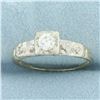 Image 1 : Vintage Diamond Engagement Ring in 14k Yellow and White Gold
