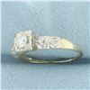 Image 2 : Vintage Diamond Engagement Ring in 14k Yellow and White Gold