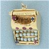 Image 1 : I Love You Gemstone Typewriter Charm or Pendant in 14k Yellow Gold